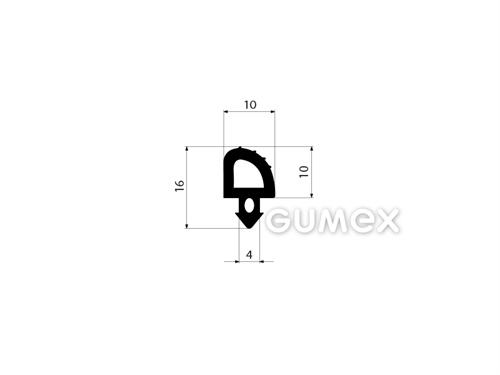 Geformtes Gummiprofil mit 2 Löchern, 16x10mm, 70°ShA, EPDM, -40°C/+100°C, schwarz, 